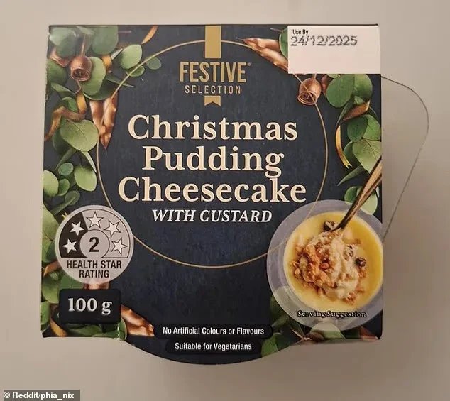 Spot the problem A 299 tub of Christmas pudding cheesecake from Aldi Australia has got everyone talking - but it039s not what you think